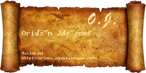 Orián József névjegykártya
